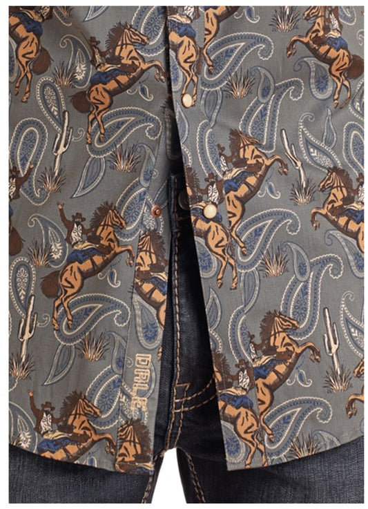 Mens Dale Brisby Gray Horse Paisley Snap