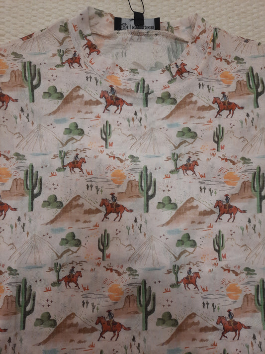 Western Theme Mesh Top