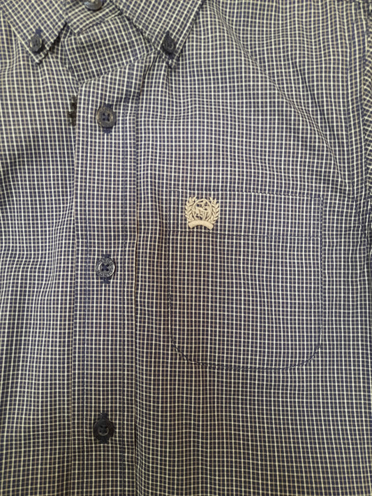 Navy Mini check LS Shirt