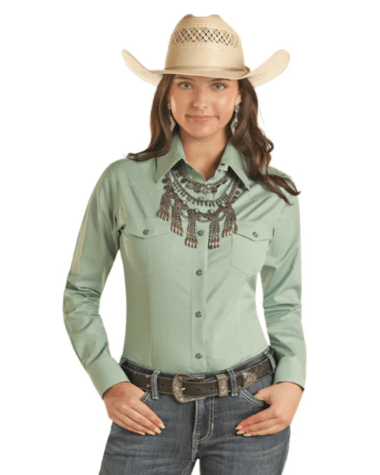 Womens PS Solid Snap Sage Green