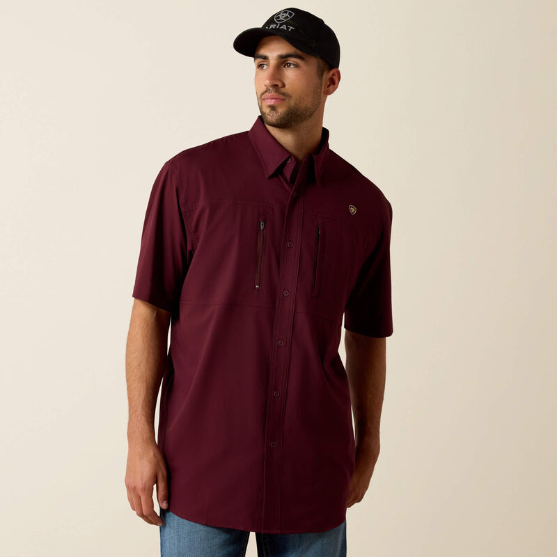 Ariat Mens Short-Sleeve Ventek Malbec Button Shirt