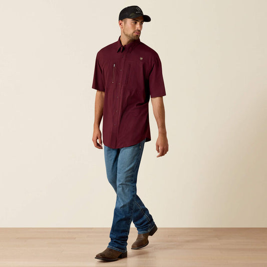 Ariat Mens Short-Sleeve Ventek Malbec Button Shirt