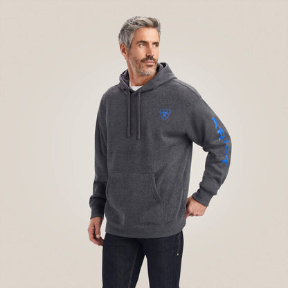 Ariat Mens Charcoal Heather Logo Hooded Sweatshirt
