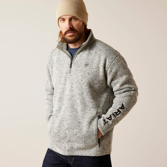 Mens Ariat 1/4 Zip Caldwell Heathered Gray Pullover