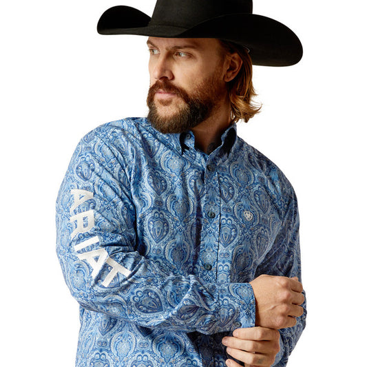 Ariat Fitted Blue Medallion Shirt Sz L