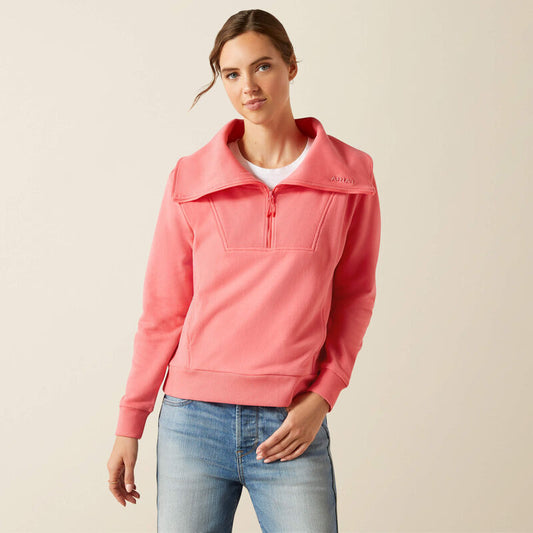 Fern 1/2 Zip Coral Sweatshirt