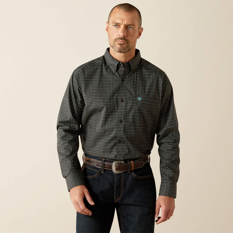 Mens Ariat Charcoal/Turquoise/White Belmont Buttondown Shirt