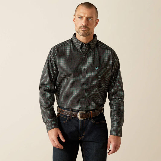 Mens Ariat Charcoal/Turquoise/White Belmont Buttondown Shirt