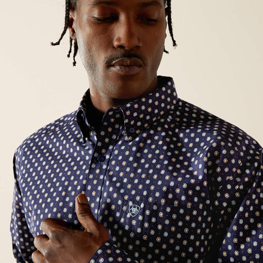 Mens Ariat Stone Navy Print Shirt