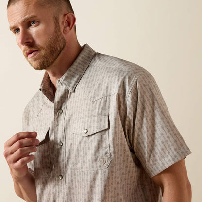 Mens Ariat Ventek Short-Sleeve Snap Shirt Tan