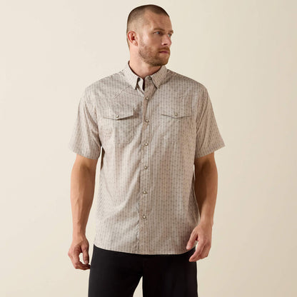 Mens Ariat Ventek Short-Sleeve Snap Shirt Tan