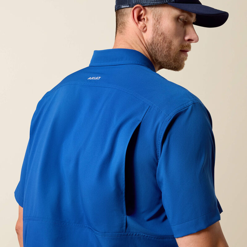 Mens Ariat Ventek Short-Sleeve Button Shirt Blue