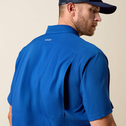Mens Ariat Ventek Short-Sleeve Button Shirt Blue