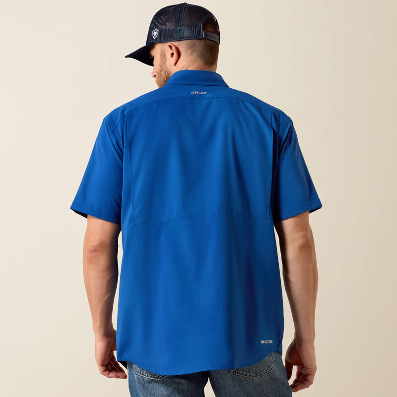 Mens Ariat Ventek Short-Sleeve Button Shirt Blue