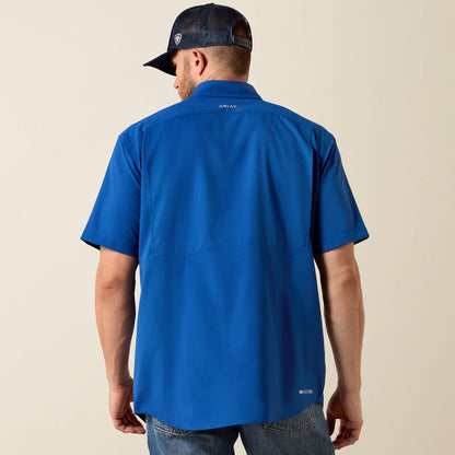 Mens Ariat Ventek Short-Sleeve Button Shirt Blue