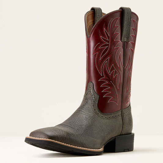 Mens Ariat Sport Western Gray/Burgundy