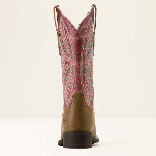 Womens Ariat Round Up Ruidoso Boot Brown/Dusty Rose