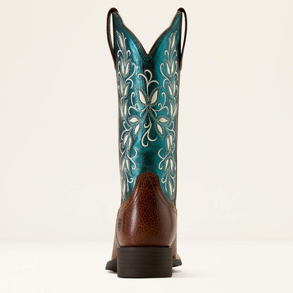 Womens Ariat Round Up Holly Boot Brown/Metallic Sea