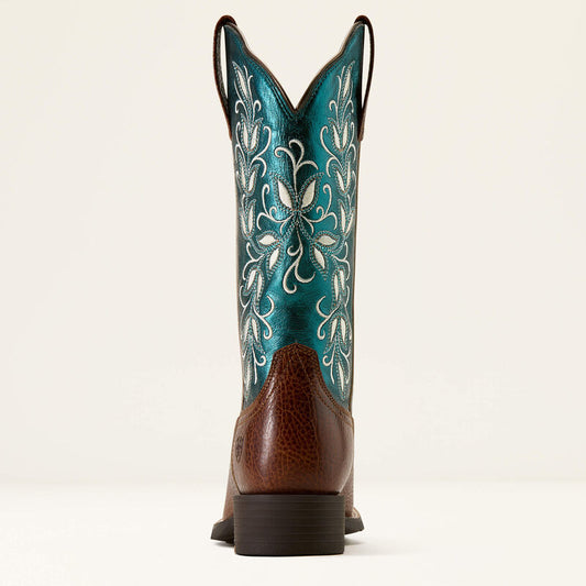 Womens Ariat Round Up Holly Boot Brown/Metallic Sea