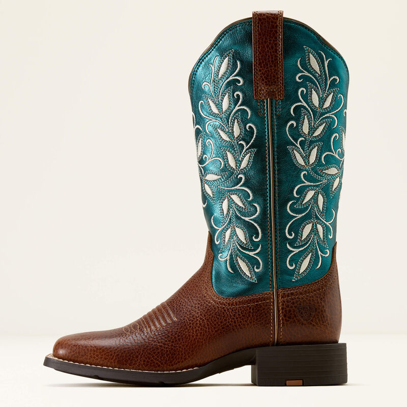 Womens Ariat Round Up Holly Boot Brown/Metallic Sea