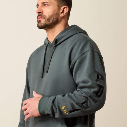 Mens Ariat Logo Hooded Sweatshirt Steel Green