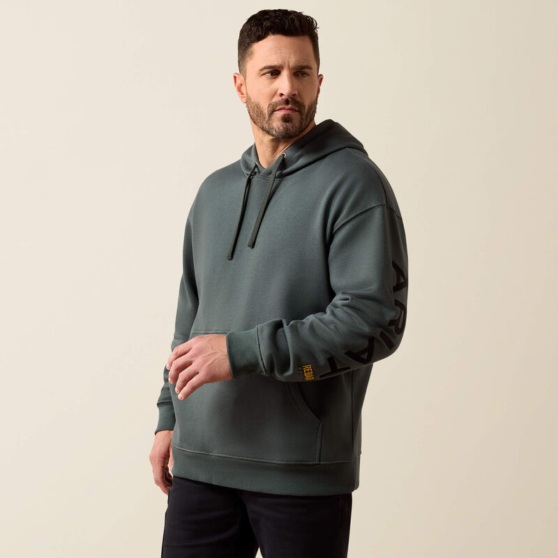 Mens Ariat Logo Hooded Sweatshirt Steel Green