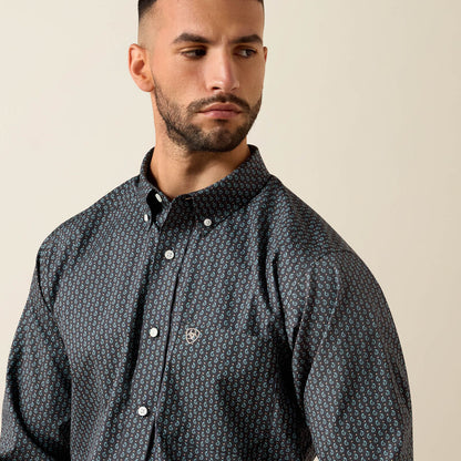 Mens Ariat Phantom Paisley Black/turquoise Long Sleeve Shirt