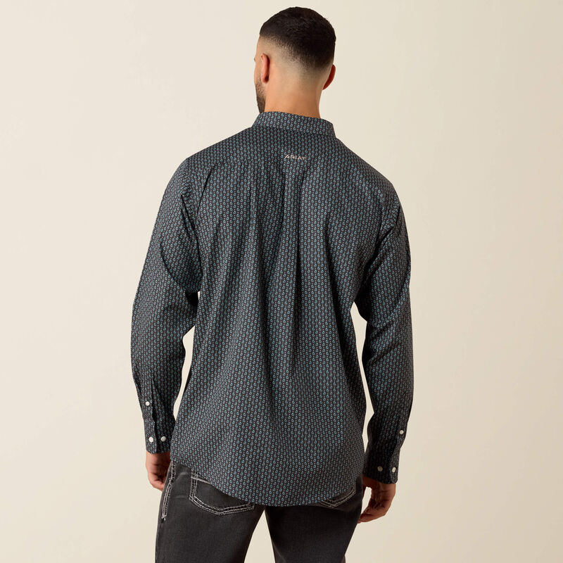 Mens Ariat Phantom Paisley Black/turquoise Long Sleeve Shirt