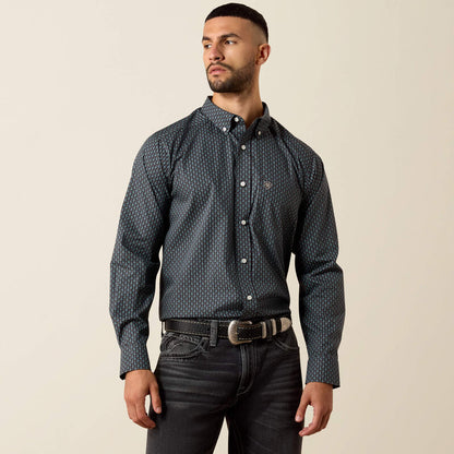 Mens Ariat Phantom Paisley Black/turquoise Long Sleeve Shirt