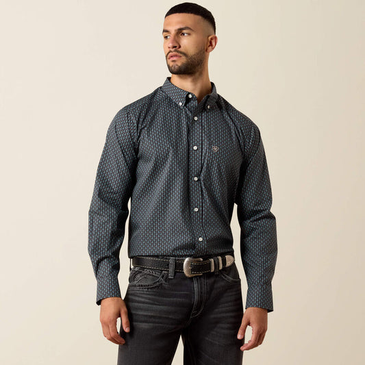Mens Ariat Phantom Paisley Black/turquoise Long Sleeve Shirt