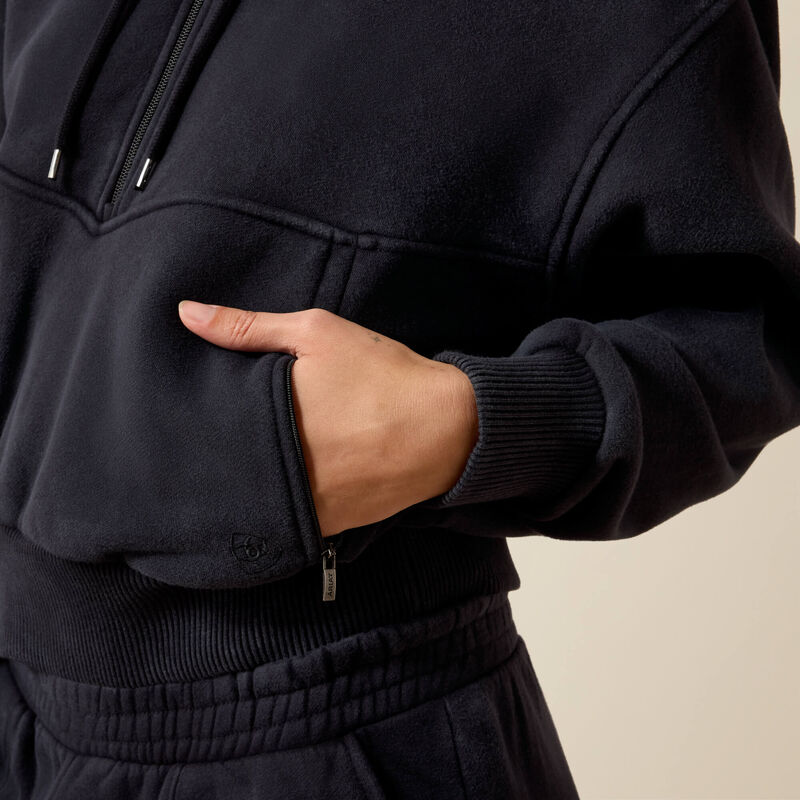 Ariats Compass Black 1/2 Zip Hooded Sweatshirt