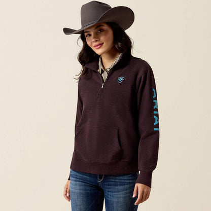 Ariat Womens 1/2 Zip Plum Heather Logo Sweatshirt