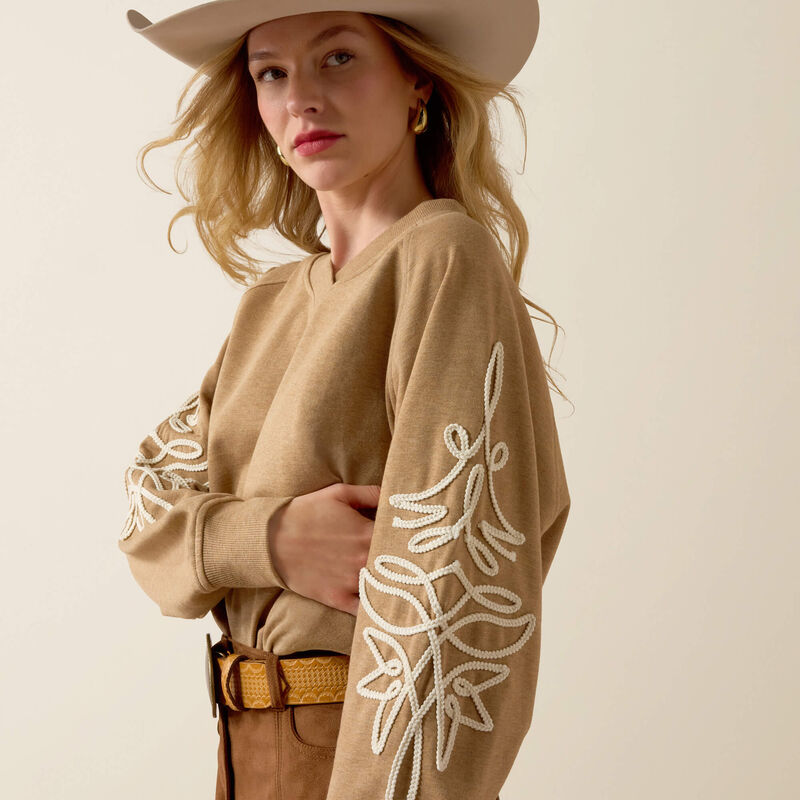 Ariat Womens Khaki Heather Juliette Accent Sleeve Sweatshirt