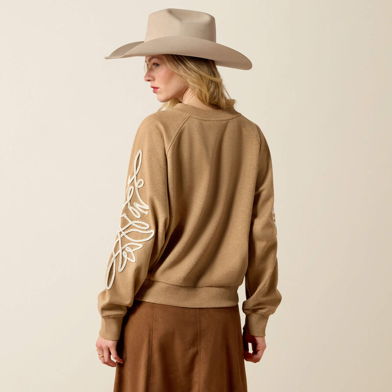 Ariat Womens Khaki Heather Juliette Accent Sleeve Sweatshirt