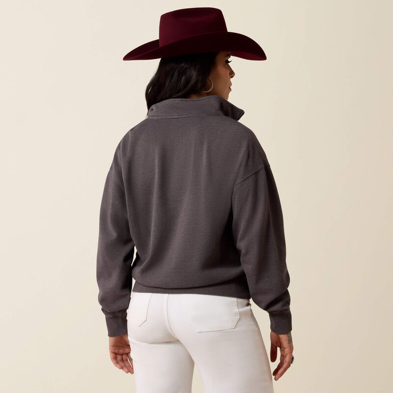 Womens Ariat 1/2 Zip Mineral Wash Charcoal Aztec Print Fern Sweatshirt