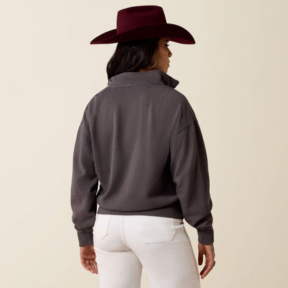 Womens Ariat 1/2 Zip Mineral Wash Charcoal Aztec Print Fern Sweatshirt