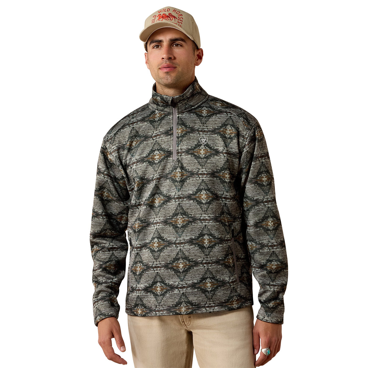 Mens Ariat Caldwell Storm Front Southwest 1/4 Zip Sweater