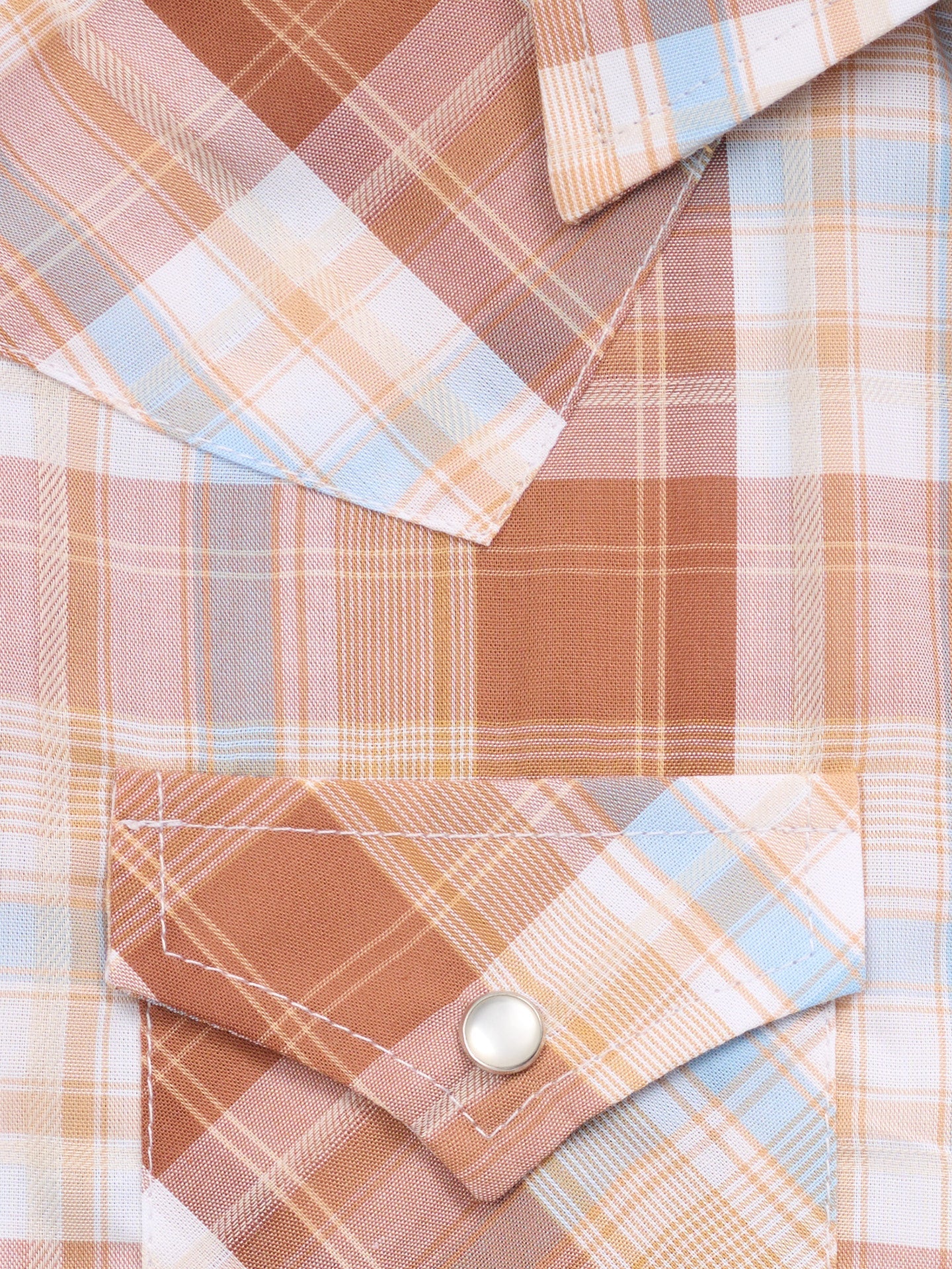 Ely Walker Mens Brown/Blue Plaid Snap