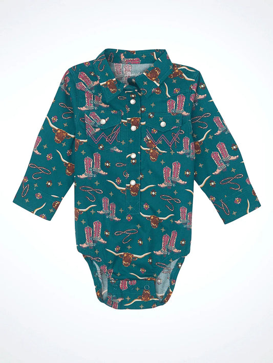 Infant Green Western Shirtsie