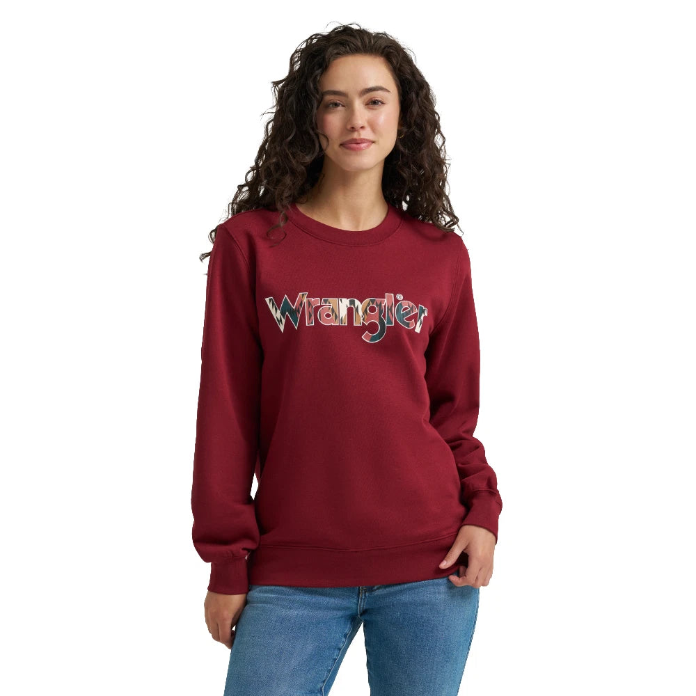 Wrangler Womens Burgundy Crew Neck Sweatshirt