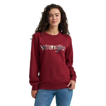 Wrangler Womens Burgundy Crew Neck Sweatshirt