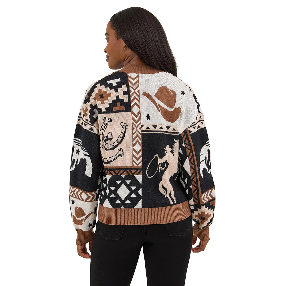 Womens Wrangler Retro Brown/Black/Cream Cardigan