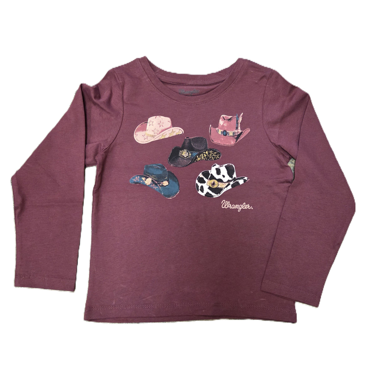 Girls Wrangler Burgundy Hats Printed Long-Sleeve Tee