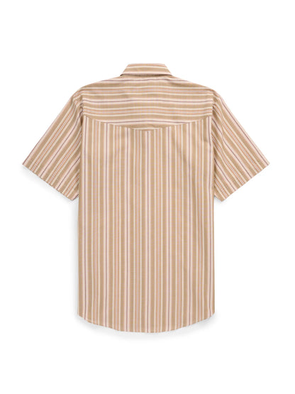 EW Mens Brown/Olive stripe Short Sleeve Snap