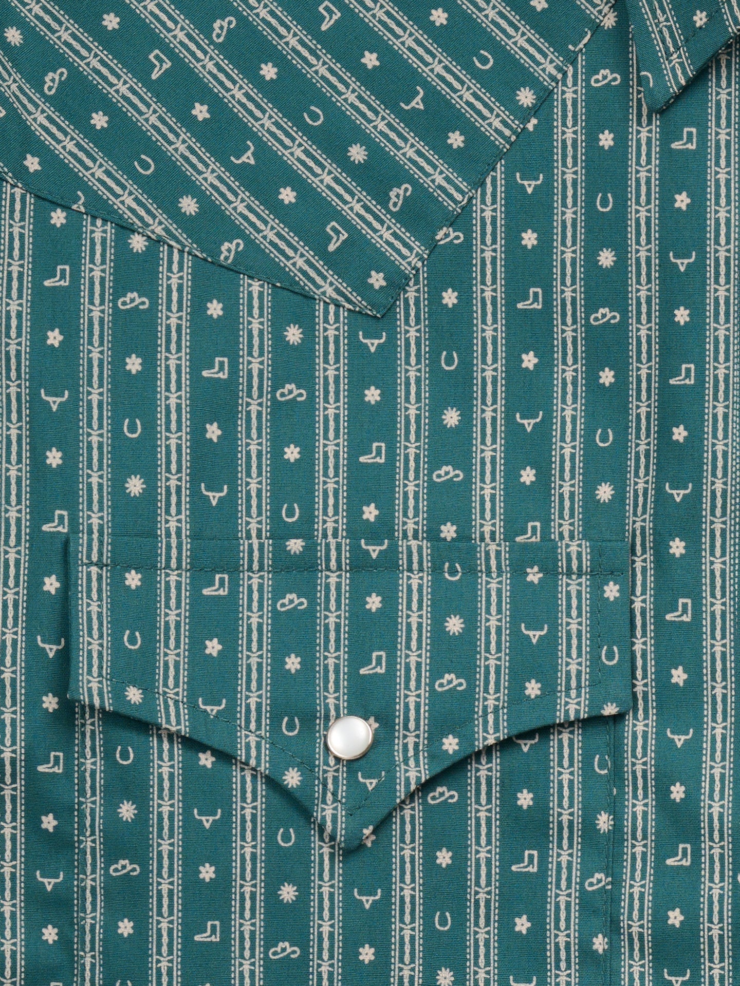 Ely Walker Mens Green Vertical Stripe/Print Snap Shirt