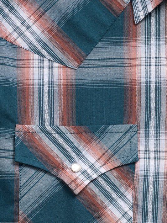 Ely Walker Mens Teal Plaid Snap Shirt