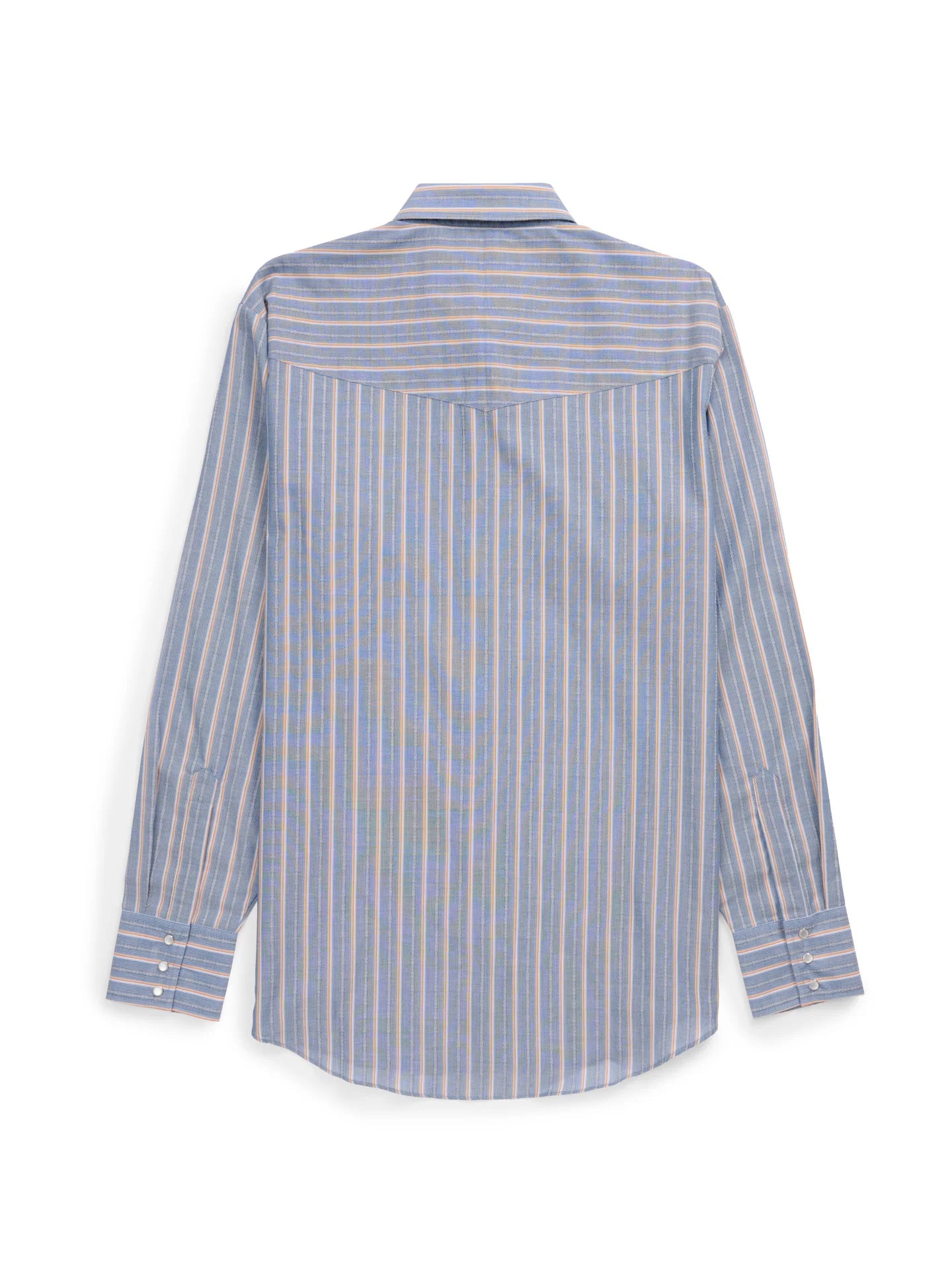 Mens EW Blue Dobby Striped Snap Long Sleeve Shirt