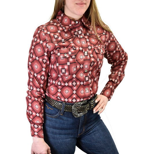 Burgundy Diamond Aztec Print Snap