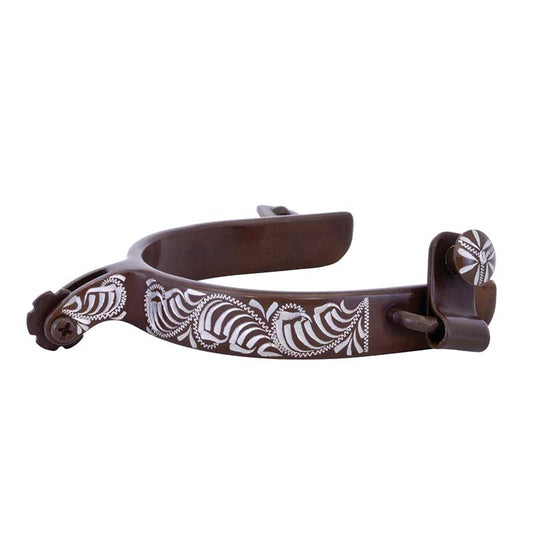Cowboy Tack Antiqued Silver Engraved Roper Spurs