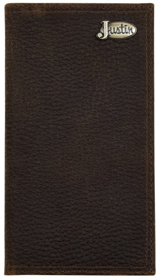 Justin Dark brown pebbled leather wallets